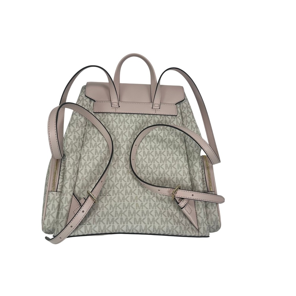 Michael Kors Jet Set Large Logo Backpack Powder Blush/ Vanilla - New - Picture 9 of 11